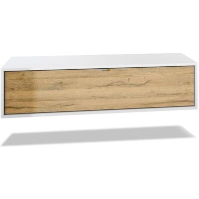 Vladon Meuble TV Lana 120 armoire murale lowboard 120 x 29 x 37 cm caisson en Noir mat façades en Chêne Nature Marron - Publicité Vladon Meuble TV Lana 120 armoire murale lowboard 120 x 29 x 37 cm caisson en Noir mat façades en Chêne Nature Marron - Publicité