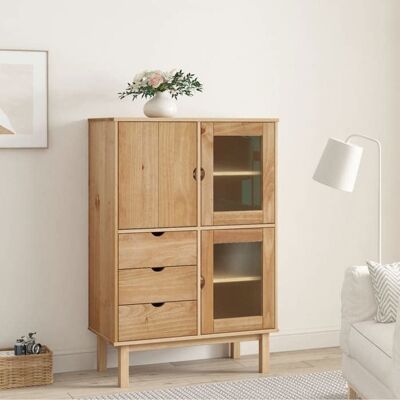 vidaXL Buffet haut OTTA 85x43x125 cm Bois massif de pin 351306 Marron - Publicité vidaXL Buffet haut OTTA 85x43x125 cm Bois massif de pin 351306 Marron - Publicité