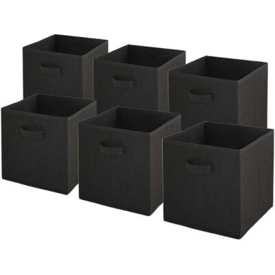 BOX AND BEYOND Lot de 6 paniers pliables en tissu noir 27 x 27 x 27 cm Noir - Publicité BOX AND BEYOND Lot de 6 paniers pliables en tissu noir 27 x 27 x 27 cm Noir - Publicité