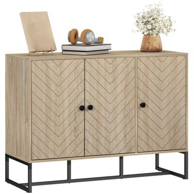Buffet salon - HOMCOM - placard 2 portes et étagères réglables - motif Chevron - pied métal - moderne - 108 x 40 x 80 cm - chêne Marron - Publicité Buffet salon - HOMCOM - placard 2 portes et étagères réglables - motif Chevron - pied métal - moderne - 108 x 40 x 80 cm - chêne Marron - Publicité