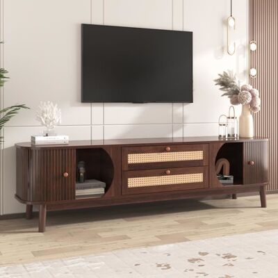 NECHE Armoire TV Hybride en bois Naturel avec Portes et Tiroirs. Meuble TV Fujimoto 170x39.5x46cm Buffet Bas Salon Style Rustique Blanc - Publicité NECHE Armoire TV Hybride en bois Naturel avec Portes et Tiroirs. Meuble TV Fujimoto 170x39.5x46cm Buffet Bas Salon Style Rustique Blanc - Publicité
