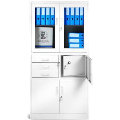 JAN NOWAK Armoire de Bureau Métallique Coffre-Fort Compartiment Secret Portes battantes 185 cm x 90 cm x 40 cm (Blanc) Blanc - Publicité JAN NOWAK Armoire de Bureau Métallique Coffre-Fort Compartiment Secret Portes battantes 185 cm x 90 cm x 40 cm (Blanc) Blanc - Publicité
