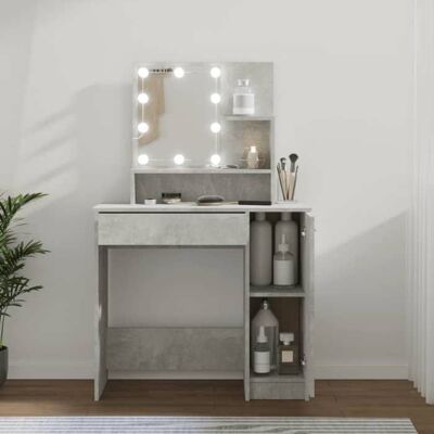 vidaXL Coiffeuse gris béton avec LED - Mobilier - Publicité vidaXL Coiffeuse gris béton avec LED - Mobilier - Publicité