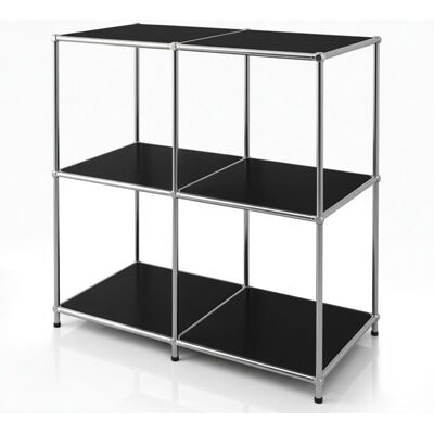 KARAT Étagère métal chromé design épuré Concept Epuré MK-027 : 3 étages 78 x 40 x 82 cm Noir Noir - Publicité KARAT Étagère métal chromé design épuré Concept Epuré MK-027 : 3 étages 78 x 40 x 82 cm Noir Noir - Publicité