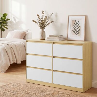 VASAGLE Commode de chambre 6 Tiroirs 40 x 1194 x 75 cm Style Moderne Effet Bois et Blanc Jaune - Publicité VASAGLE Commode de chambre 6 Tiroirs 40 x 1194 x 75 cm Style Moderne Effet Bois et Blanc Jaune - Publicité
