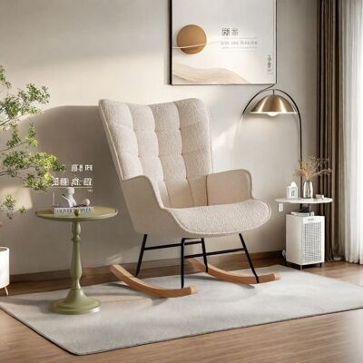 Fauteuil à bascule - DANS LES NUAGES - Beige - Tissu teddy fleece - Design moderne - 1 place Beige - Publicité Fauteuil à bascule - DANS LES NUAGES - Beige - Tissu teddy fleece - Design moderne - 1 place Beige - Publicité