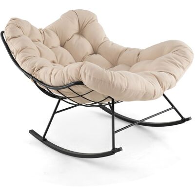 GIANTEX Fauteuil à Bascule Chaise Papasan en Forme dOeuf avec Coussin Epais Charge 205 kg pour Salon Jardin Terrasse Beige Beige - Publicité GIANTEX Fauteuil à Bascule Chaise Papasan en Forme dOeuf avec Coussin Epais Charge 205 kg pour Salon Jardin Terrasse Beige Beige - Publicité