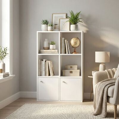 VASAGLE Bibliothèque à 3 Niveaux avec 2 Portes pour Bureau Salon Salle à Manger 29 x 658 x 978 cm Blanc Blanc - Publicité VASAGLE Bibliothèque à 3 Niveaux avec 2 Portes pour Bureau Salon Salle à Manger 29 x 658 x 978 cm Blanc Blanc - Publicité
