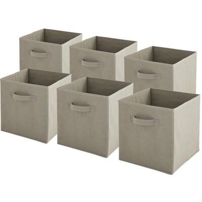 BOX AND BEYOND Lot de 6 paniers pliables en tissu taupe 27 x 27 x 27 cm Gris - Publicité BOX AND BEYOND Lot de 6 paniers pliables en tissu taupe 27 x 27 x 27 cm Gris - Publicité