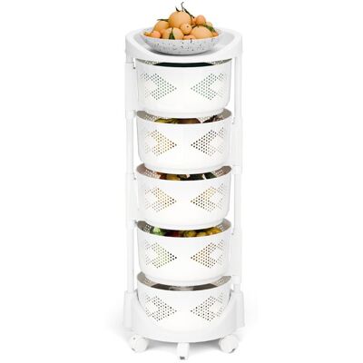 CURFAIR Chariot de rangement de cuisine à 5 niveaux avec roues à 360 degrés panier rotatif pour cuisine et salle de bainblanc37x37x88cm Blanc - Publicité CURFAIR Chariot de rangement de cuisine à 5 niveaux avec roues à 360 degrés panier rotatif pour cuisine et salle de bainblanc37x37x88cm Blanc - Publicité