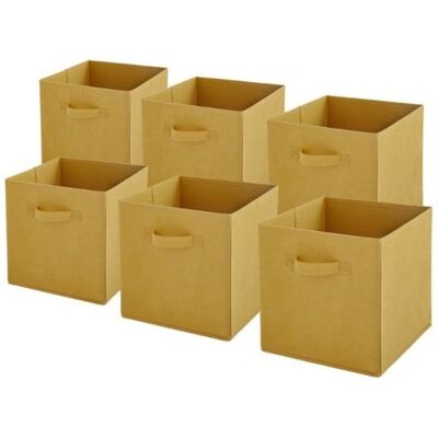BOX AND BEYOND Lot de 6 paniers pliables en tissu jaune 31 x 31 x 31 cm Jaune - Publicité BOX AND BEYOND Lot de 6 paniers pliables en tissu jaune 31 x 31 x 31 cm Jaune - Publicité