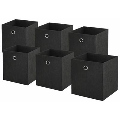 BOX AND BEYOND Lot de 6 paniers pliables en tissu noir 31 x 31 x 31 cm Noir - Publicité BOX AND BEYOND Lot de 6 paniers pliables en tissu noir 31 x 31 x 31 cm Noir - Publicité