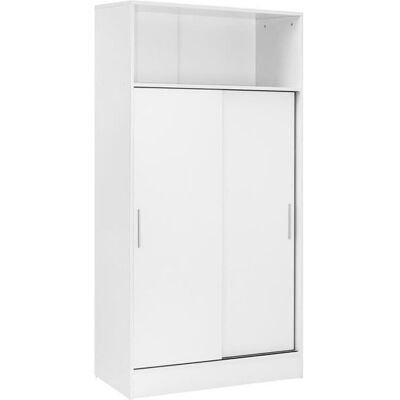 PEGANE Armoire placard de rangement MARIUS de 2 portes coulissantes et 4 étagères blanc -longueur 82 x profondeur 38 x hauteur 157 cm Blanc - Publicité PEGANE Armoire placard de rangement MARIUS de 2 portes coulissantes et 4 étagères blanc -longueur 82 x profondeur 38 x hauteur 157 cm Blanc - Publicité