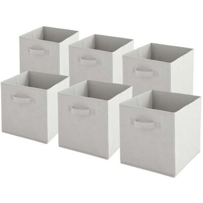 BOX AND BEYOND Lot de 6 paniers pliables en tissu gris clair 27 x 27 x 27 cm Gris - Publicité BOX AND BEYOND Lot de 6 paniers pliables en tissu gris clair 27 x 27 x 27 cm Gris - Publicité