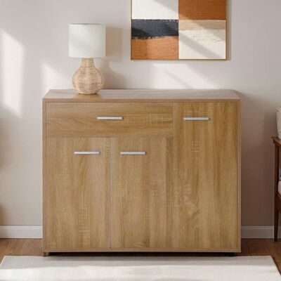 Idimex Meuble à chaussures CAMILLE commode meuble de rangement avec 1 tiroir et 3 portes en mélaminé décor chêne sonoma Beige - Publicité Idimex Meuble à chaussures CAMILLE commode meuble de rangement avec 1 tiroir et 3 portes en mélaminé décor chêne sonoma Beige - Publicité