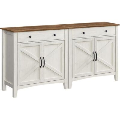 VASAGLE Buffet Lot de 2 avec Tiroir Portes Étagère Réglable Style Campagne 40 x 80 x 80 cm Blanc Rustique et Marron Miel Blanc - Publicité VASAGLE Buffet Lot de 2 avec Tiroir Portes Étagère Réglable Style Campagne 40 x 80 x 80 cm Blanc Rustique et Marron Miel Blanc - Publicité