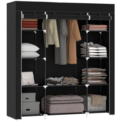 Armoire de rangement penderie - HOMCOM - en tissu - pliable - barre de suspension et étagères - 150 x 43 x 1625 cm - noir Noir - Publicité Armoire de rangement penderie - HOMCOM - en tissu - pliable - barre de suspension et étagères - 150 x 43 x 1625 cm - noir Noir - Publicité