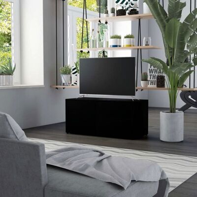 Meuble TV en bois dingénierie - vidaXL - 80x34x36 cm - Noir - 2 tiroirs - Compartiment avec porte - Facile à nettoyer Noir - Publicité Meuble TV en bois dingénierie - vidaXL - 80x34x36 cm - Noir - 2 tiroirs - Compartiment avec porte - Facile à nettoyer Noir - Publicité