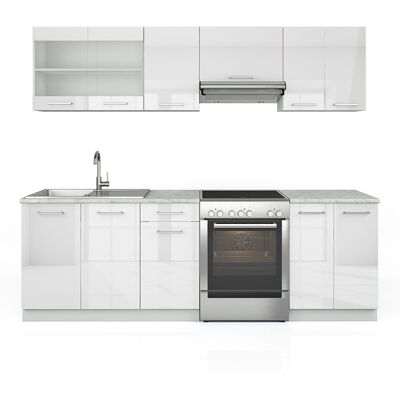 Cuisine Raul 240cm PT Marbre Blanc Haute brillance/Blanc Vicco 34827 Blanc - Publicité Cuisine Raul 240cm PT Marbre Blanc Haute brillance/Blanc Vicco 34827 Blanc - Publicité