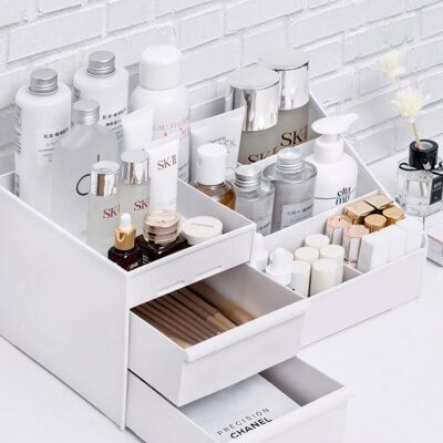 Hautstore - Organiseur de Maquillage - Blanc - 2 Tiroirs - Rangement - Publicité Hautstore - Organiseur de Maquillage - Blanc - 2 Tiroirs - Rangement - Publicité