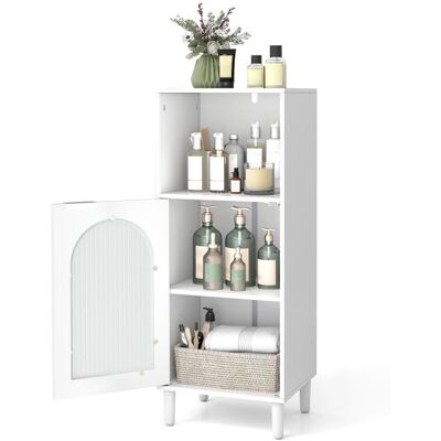 COSTWAY Meuble de Salle de Bain avec Étagère Réglable Porte en Verre Trempé pour Salle de Bain Salon 35 x 30 x 90 cm Blanc Blanc - Publicité COSTWAY Meuble de Salle de Bain avec Étagère Réglable Porte en Verre Trempé pour Salle de Bain Salon 35 x 30 x 90 cm Blanc Blanc - Publicité