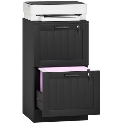 Caisson bureau - HOMCOM - 2 tiroirs et serrures - barres de suspension réglables pour dossiers A4 et lettre - 40 x 40 x 71 cm - noir Noir - Publicité Caisson bureau - HOMCOM - 2 tiroirs et serrures - barres de suspension réglables pour dossiers A4 et lettre - 40 x 40 x 71 cm - noir Noir - Publicité