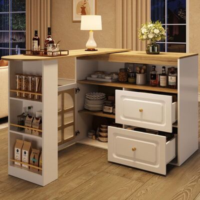 Generic Buffet bas pivotant à 360° 138-204 x 39 x 104 cm avec 2 tiroirs Buffet de cuisine avec étagère à snacks Buffet salon en blanc Blanc - Publicité Generic Buffet bas pivotant à 360° 138-204 x 39 x 104 cm avec 2 tiroirs Buffet de cuisine avec étagère à snacks Buffet salon en blanc Blanc - Publicité