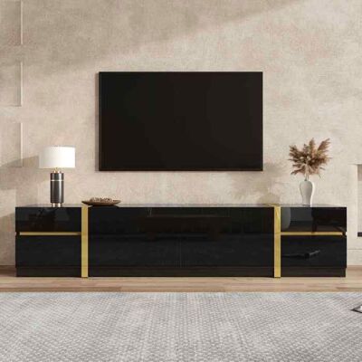 GENERIQUE Meuble TV Noir avec Finition Brillante - Meuble de Salon 180x40x38 cm 4 Tiroirs 2 Portes Anti-Rayures Facile à Nettoyer Noir - Publicité GENERIQUE Meuble TV Noir avec Finition Brillante - Meuble de Salon 180x40x38 cm 4 Tiroirs 2 Portes Anti-Rayures Facile à Nettoyer Noir - Publicité