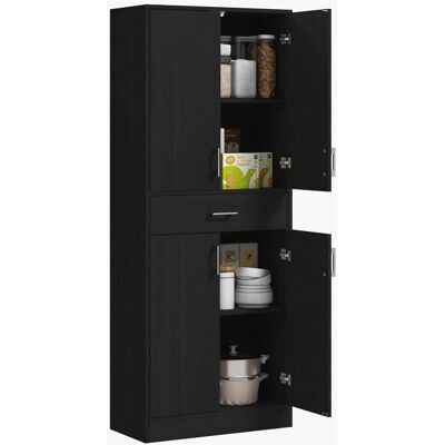 Buffet de cuisine - HOMCOM - 2 étagères réglables 4 portes 2 placards et 1 tiroir central - hauteur 180 cm - noir Noir - Publicité Buffet de cuisine - HOMCOM - 2 étagères réglables 4 portes 2 placards et 1 tiroir central - hauteur 180 cm - noir Noir - Publicité