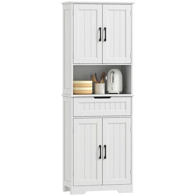 Armoire de cuisine - HOMCOM - 4 portes tiroir compartiment ouvert et étagères réglables - MDF - 60x30x172cm - blanc Blanc - Publicité Armoire de cuisine - HOMCOM - 4 portes tiroir compartiment ouvert et étagères réglables - MDF - 60x30x172cm - blanc Blanc - Publicité