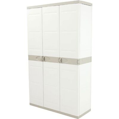 PEGANE Armoire meuble de rangement 3 portes intérieur-extérieur coloris beige -L. 105 X P. 44 X H. 176 Cm Beige - Publicité PEGANE Armoire meuble de rangement 3 portes intérieur-extérieur coloris beige -L. 105 X P. 44 X H. 176 Cm Beige - Publicité