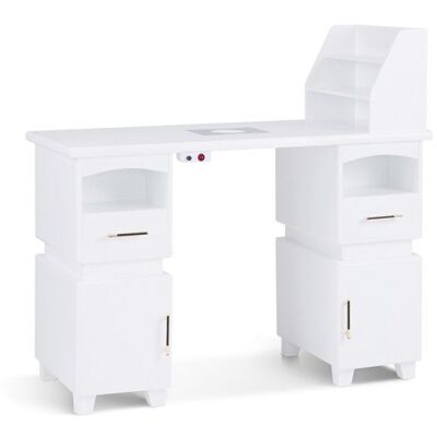 Barberpub 2456 Table de manucure avec 2 tiroirs 4 armoires étagère 2 sacs daspirateur blanc Blanc - Publicité Barberpub 2456 Table de manucure avec 2 tiroirs 4 armoires étagère 2 sacs daspirateur blanc Blanc - Publicité