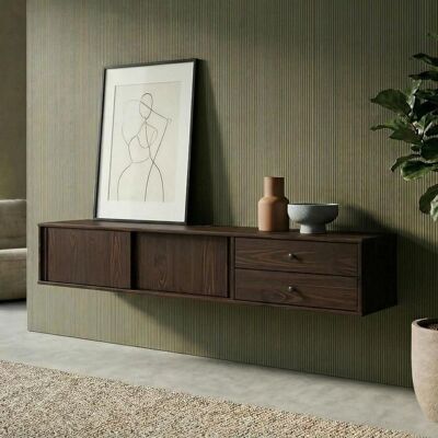 Idimex Meuble TV Suspendu SIMONA 2 Portes 2 Tiroirs 175 cm Couleur Noyer En Pin Massif Style Naturel et Chaleureux Marron - Publicité Idimex Meuble TV Suspendu SIMONA 2 Portes 2 Tiroirs 175 cm Couleur Noyer En Pin Massif Style Naturel et Chaleureux Marron - Publicité