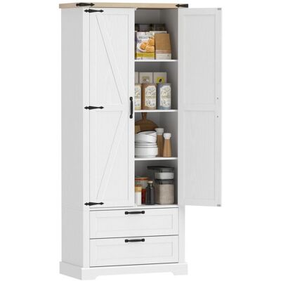Armoire de cuisine - HOMCOM - 2 portes 2 tiroirs étagères réglables - 76x40x180cm - panneaux de particules - blanc Blanc - Publicité Armoire de cuisine - HOMCOM - 2 portes 2 tiroirs étagères réglables - 76x40x180cm - panneaux de particules - blanc Blanc - Publicité