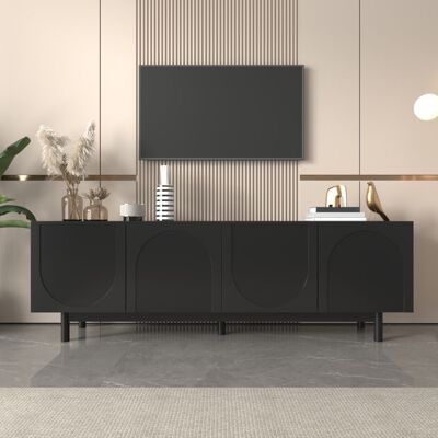 LEMLIT Meuble TV Noir 170x38x56 cm Meuble Télé Bas Moderne avec Étagères Réglables et 4 Portes - Design minimaliste - Jusquà 59 Pouces Noir - Publicité LEMLIT Meuble TV Noir 170x38x56 cm Meuble Télé Bas Moderne avec Étagères Réglables et 4 Portes - Design minimaliste - Jusquà 59 Pouces Noir - Publicité