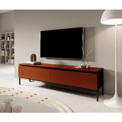 Meuble TV - SELSEY - BEMMI - 150 cm - Rouge brique - Finition mate - Style scandinave Rouge - Publicité Meuble TV - SELSEY - BEMMI - 150 cm - Rouge brique - Finition mate - Style scandinave Rouge - Publicité