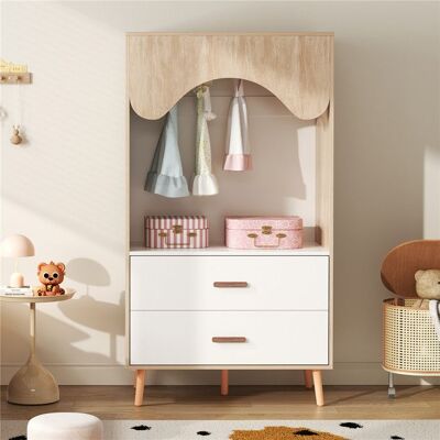 SENSBUN Armoire Chambre Enfant fille garçon blanc et bois naturel 80×46×1415 cm Dressing enfant avec penderie et 2 tiroirs de rangement Blanc - Publicité SENSBUN Armoire Chambre Enfant fille garçon blanc et bois naturel 80×46×1415 cm Dressing enfant avec penderie et 2 tiroirs de rangement Blanc - Publicité