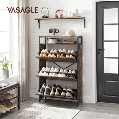 SONGMICS VASAGLE Meuble à Chaussures avec 3 AbattantsSéparateurs Réglablespour 15-24 Paires80 x 30 x 130 cmMarron LBS802B01 Marron - Publicité SONGMICS VASAGLE Meuble à Chaussures avec 3 AbattantsSéparateurs Réglablespour 15-24 Paires80 x 30 x 130 cmMarron LBS802B01 Marron - Publicité