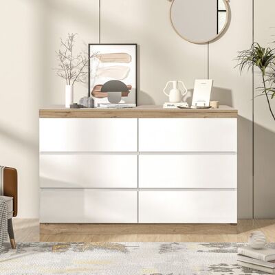 Blueline Nouveau Eco - friendly matériel commode avec 6 tiroirs armoire de rangement fonction de rangement pour chambre et salon Blanc - Publicité Blueline Nouveau Eco - friendly matériel commode avec 6 tiroirs armoire de rangement fonction de rangement pour chambre et salon Blanc - Publicité