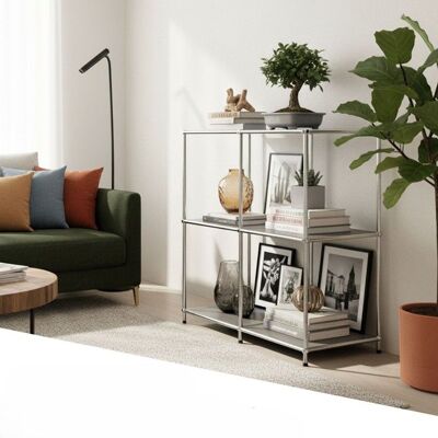 FLOORDIREKT Rangement stylé et épuré – Étagère en métal chromé 78 × 40 × 82 cm Gris Gris - Publicité FLOORDIREKT Rangement stylé et épuré – Étagère en métal chromé 78 × 40 × 82 cm Gris Gris - Publicité
