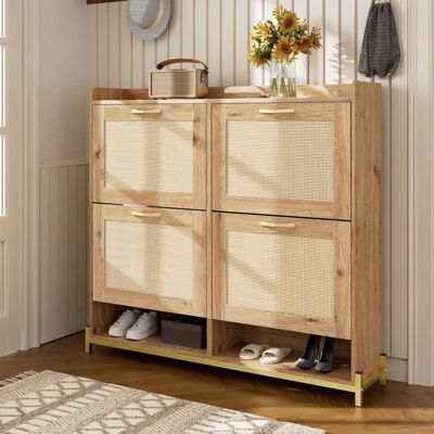 Generic Meuble a chaussures 108x24x100 cm avec 4 portes Armoire à chaussures avec cadre métallique Meuble entree en aspect bois Marron - Publicité Generic Meuble a chaussures 108x24x100 cm avec 4 portes Armoire à chaussures avec cadre métallique Meuble entree en aspect bois Marron - Publicité
