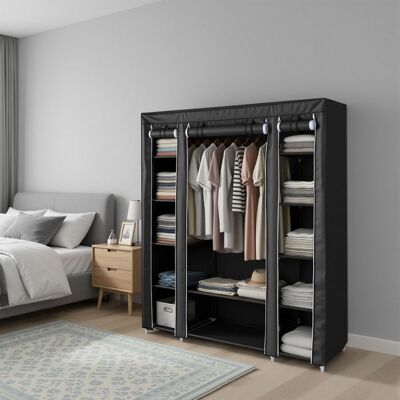 SONGMICS Penderie Souple en tissu avec housse modulable 12 compartiments cadre métal chambre noir Noir - Publicité SONGMICS Penderie Souple en tissu avec housse modulable 12 compartiments cadre métal chambre noir Noir - Publicité