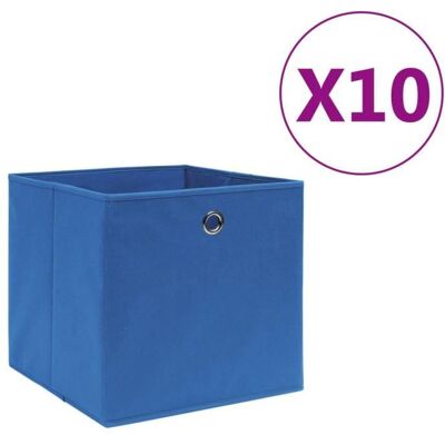 vidaXL Boîtes de rangement 10 pcs Tissu intissé 28x28x28 cm Bleu Bleu - Publicité vidaXL Boîtes de rangement 10 pcs Tissu intissé 28x28x28 cm Bleu Bleu - Publicité