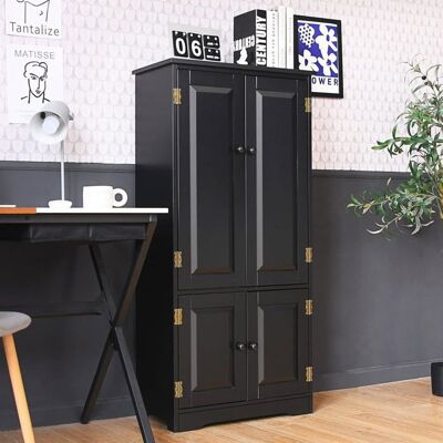 Armoire de Rangement Multi-Usage GIANTEX-56x30x123CM-4 Porte+2 Étagère Réglable à 5 Position-Anti-basculement-Chambrecuisine-Noir Noir - Publicité Armoire de Rangement Multi-Usage GIANTEX-56x30x123CM-4 Porte+2 Étagère Réglable à 5 Position-Anti-basculement-Chambrecuisine-Noir Noir - Publicité