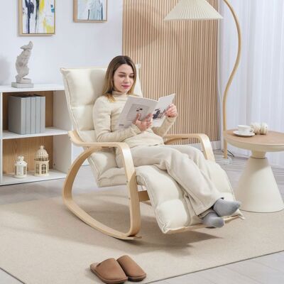 Generic Fauteuil à bascule rembourré fauteuil relaxant avec accoudoirs et cadre en acier pour salon chambre à coucher crème - Publicité Generic Fauteuil à bascule rembourré fauteuil relaxant avec accoudoirs et cadre en acier pour salon chambre à coucher crème - Publicité