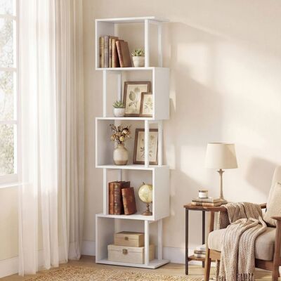 Bibliothèque sur Pieds à 5 Niveaux COSTWAY en Forme de S Cadre Métal Étagère Ouverte à Livres pour Salon Chambre Bureau Blanc Blanc - Publicité Bibliothèque sur Pieds à 5 Niveaux COSTWAY en Forme de S Cadre Métal Étagère Ouverte à Livres pour Salon Chambre Bureau Blanc Blanc - Publicité