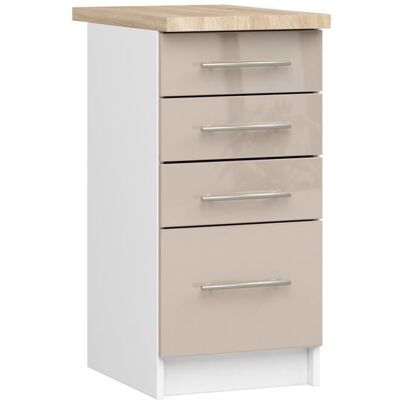 Meuble de cuisine bas AKORD S40 OLIWIA modulable Blanc 40 cm 4 tiroirs façade Cappuccino Brillant 40x46x85 cm Blanc - Publicité Meuble de cuisine bas AKORD S40 OLIWIA modulable Blanc 40 cm 4 tiroirs façade Cappuccino Brillant 40x46x85 cm Blanc - Publicité