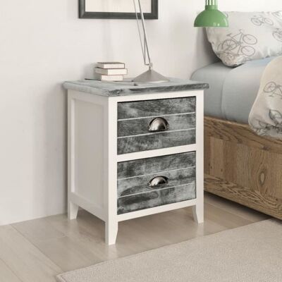 vidaXL Table de chevet Gris et blanc 38x28x45 cm Bois de Paulownia Blanc - Publicité vidaXL Table de chevet Gris et blanc 38x28x45 cm Bois de Paulownia Blanc - Publicité