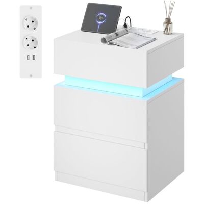Table de chevet LED avec station de charge - WOLTU - Blanc - 2 ports USB - 25 couleurs de lumière - Télécommande Blanc - Publicité Table de chevet LED avec station de charge - WOLTU - Blanc - 2 ports USB - 25 couleurs de lumière - Télécommande Blanc - Publicité