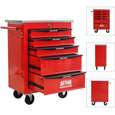Chariot à outils multifonctionnel - OEM - 5 tiroirs - Acier inoxydable - Rouge & Noir - 52.4x33x65.6 cm Rouge - Publicité Chariot à outils multifonctionnel - OEM - 5 tiroirs - Acier inoxydable - Rouge & Noir - 52.4x33x65.6 cm Rouge - Publicité